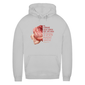 Damen Hoodie der mich stark macht rose philipper 4:13
