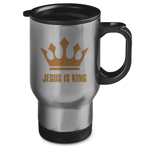 Edelstahl-Thermobecher jesus is king krone