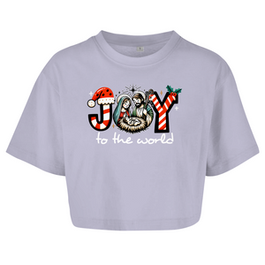 Damen Oversize Crop Top joy to the world