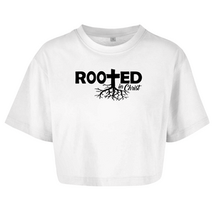 Damen Oversize Crop Top rooted in christ