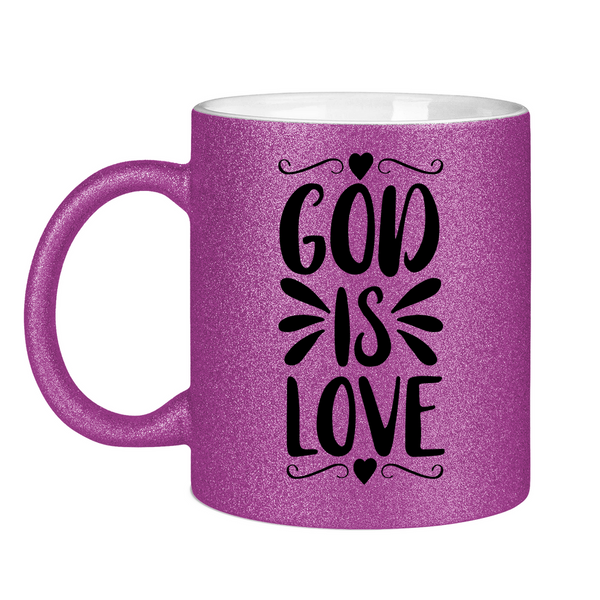 Glitzertasse god is love