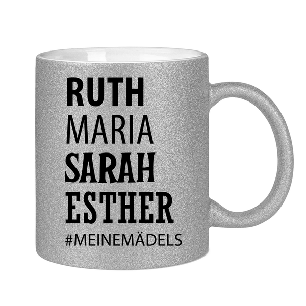 Glitzertasse ruth maria sarah esther