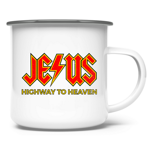 Emaille Tasse jesus highway to heaven