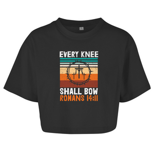 Damen Oversize Crop Topevery knee shall bow romans 14:11
