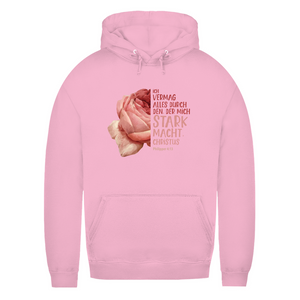 Damen Hoodie der mich stark macht rose philipper 4:13