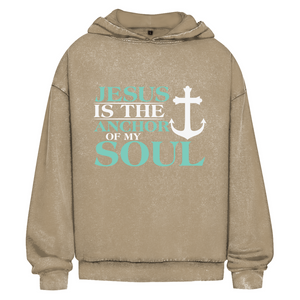 Oversize Washed Hoodie jesus is the anchor of my soul segeln