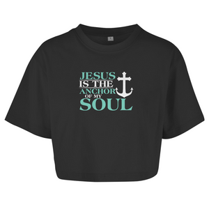 Damen Oversize Crop Top jesus is the anchor of my soul segeln