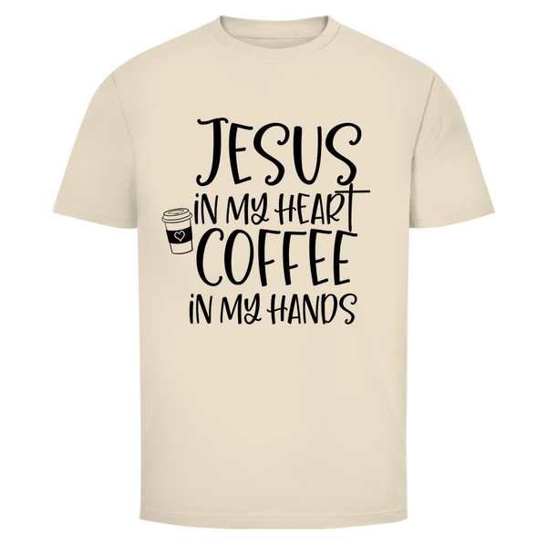 Herren T-Shirt jesus in my heart coffee in my hands