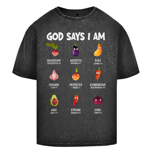 Oversize Washed T-Shirt god says i am handsome