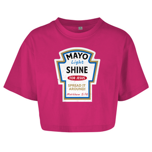 Damen Oversize Crop Top mayo light shine matthew 5:16