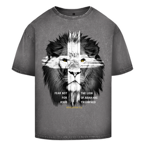 Oversize Washed T-Shirt fear not for jesus revelation 5:5