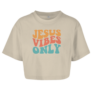 Damen Oversize Crop Top jesus vibes only