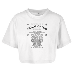 Damen Oversize Crop Top armor of god ephesians 6