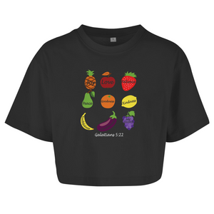 Damen Oversize Crop Top Joy Love Patience galatians 5:22