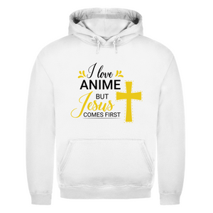 Herren Hoodie i love anime but jesus comes first