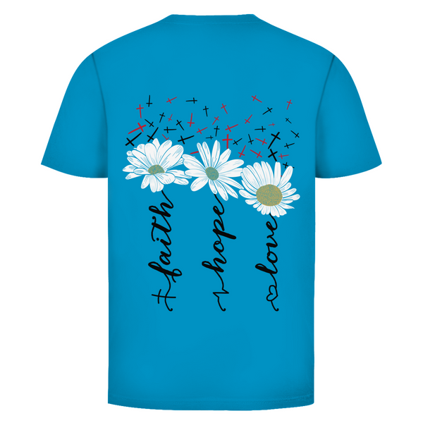 Herren T-Shirt faith hope love blumen