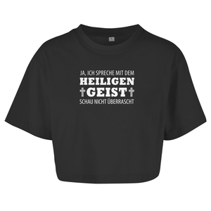 Damen Oversize Crop Top ich spreche mit dem heiligen geist