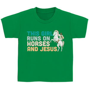 Kinder T-Shirt this girl runs on horses and jesus