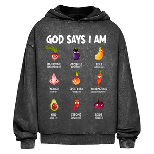 Oversize Washed Hoodie god says i am handsome