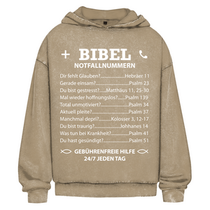 Oversize Washed Hoodie bibel notfallnummern
