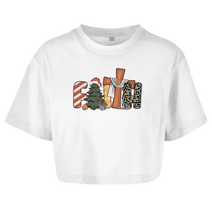 Damen Oversize Crop Top faith weihnachtsmotiv