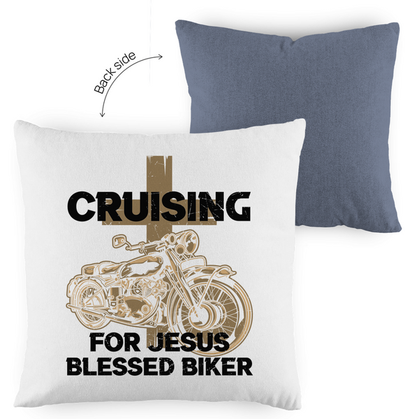 Kopfkissen zweifarbig cruising for jesus blessed biker