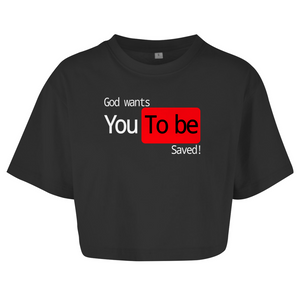 Damen Oversize Crop Top god wants you to be saved