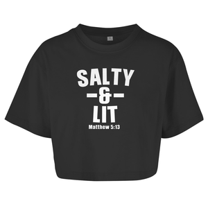 Damen Oversize Crop Top salty and lit matthew 5:13