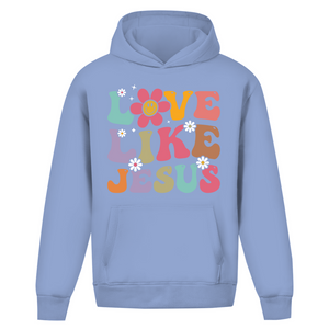 Oversize Hoodie Ohne Kordel love like jesus retro