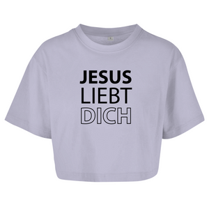Damen Oversize Crop Top jesus liebt dich