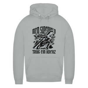 Damen Hoodie mein superheld trug ein kreuz