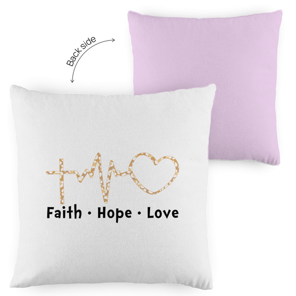 Kopfkissen zweifarbig faith hope love