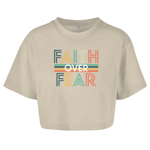 Damen Oversize Crop Top faith over fear