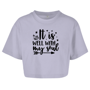 Damen Oversize Crop Top it is well with my soul
