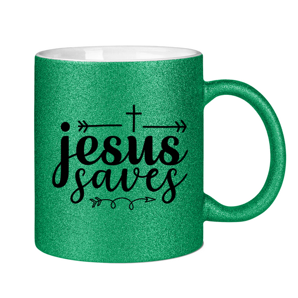 Glitzertasse jesus saves