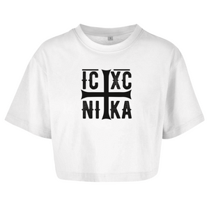 Damen Oversize Crop Top ICXC NIKA orthodox griechisch