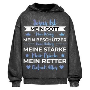 Oversize Washed Hoodie jesus ist mein gott