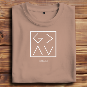 Oversize T-Shirt god is greater romans 8:28