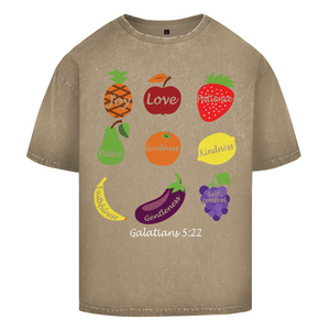Oversize Washed T-Shirt Joy Love Patience galatians 5:22