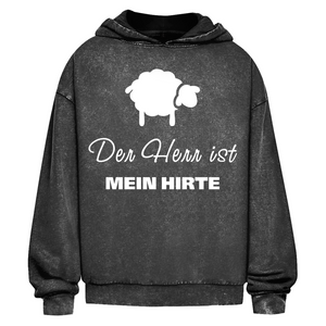 Oversize Washed Hoodie der herr ist mein hirte