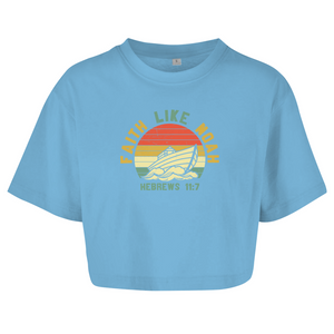 Damen Oversize Crop Top faith like noah nebrews 11:7