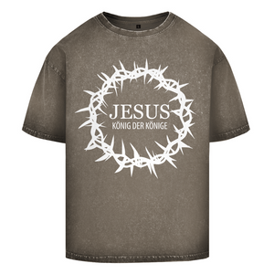 Oversize Washed T-Shirt jesus könig der könige dornenkrone