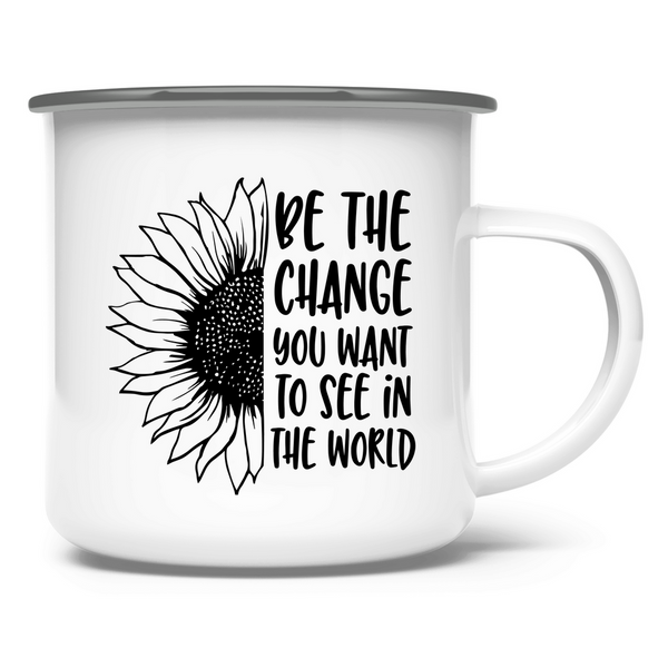 Emaille Tasse sonnenblume be the change