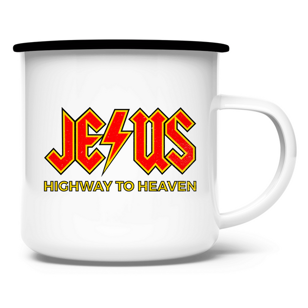 Emaille Tasse jesus highway to heaven