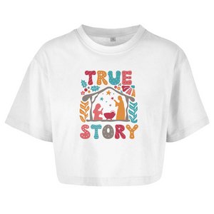 Damen Oversize Crop Top true store weihnachten