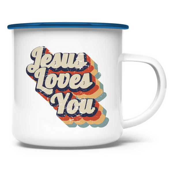 Emaille Tasse jesus loves you