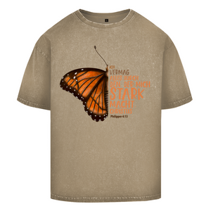 Oversize Washed T-Shirt der mich stark macht schmetterling