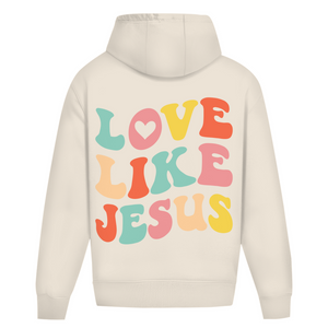 Oversize Hoodie Ohne Kordel love like jesus retro