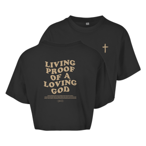 Damen Oversize Crop Top a loving god 1 john 4:9-10
