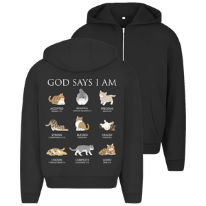 Oversize Zipper Hoodie god says i am accepted romans 15:7